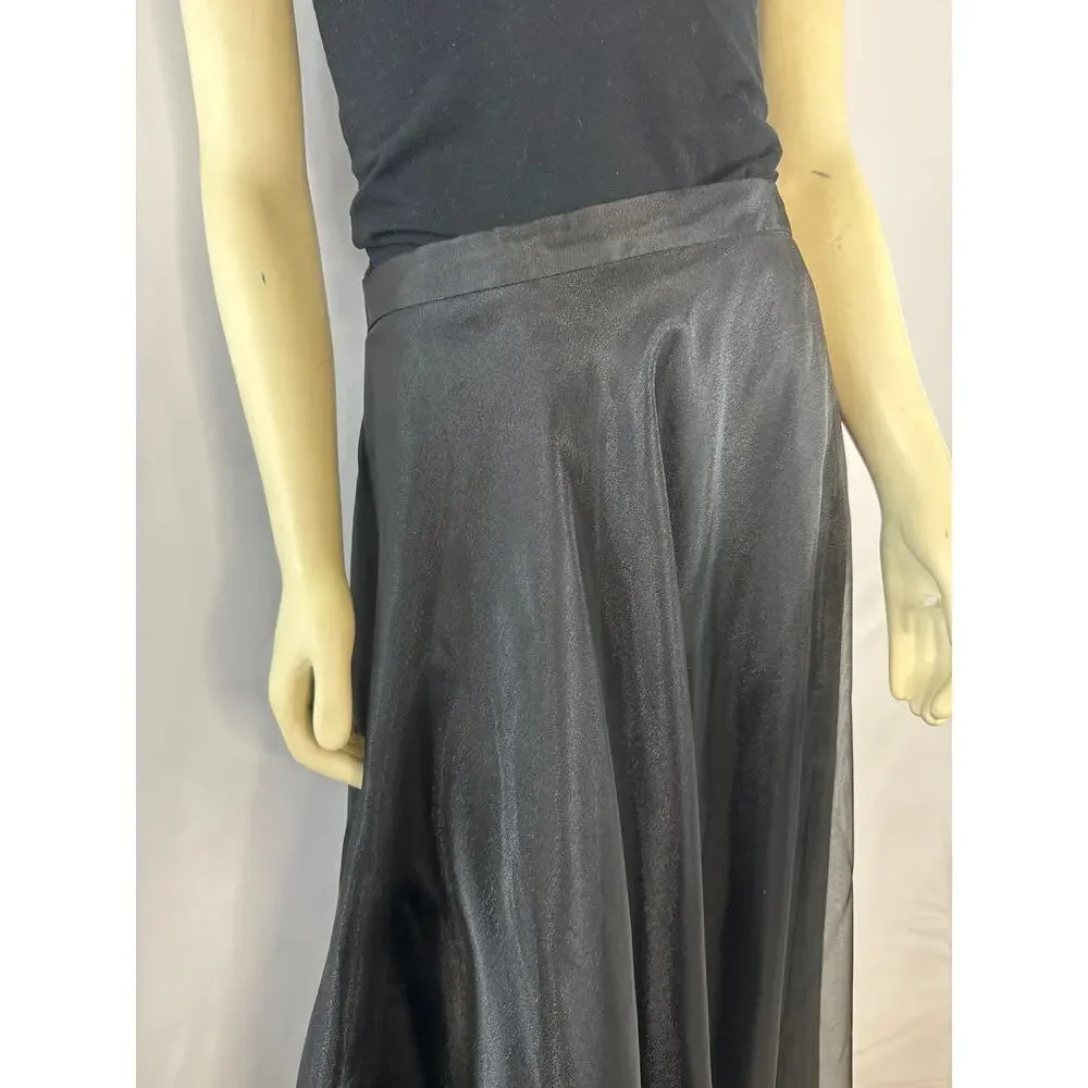 Vintage J.B.S. LTD Black formal shimmery iridescent overlay maxi skirt size 14